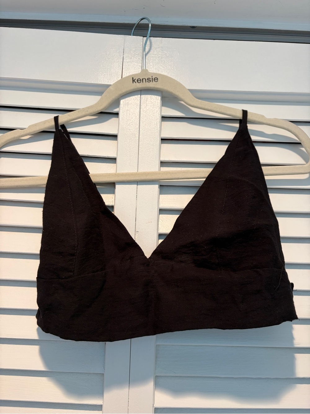 Voah Brazilian Black V-Neck Bralette Crop Top